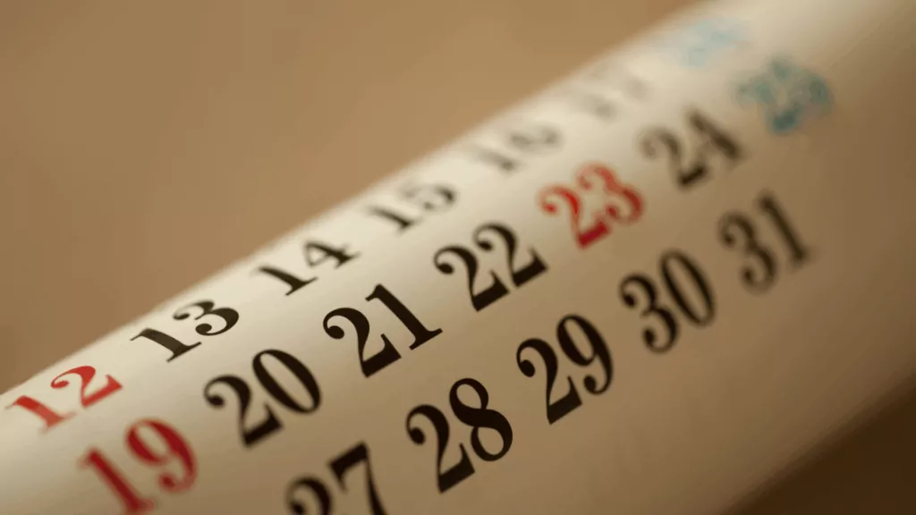 A close up of a calendar to symbolise the ALGSO's agenda and events calendar