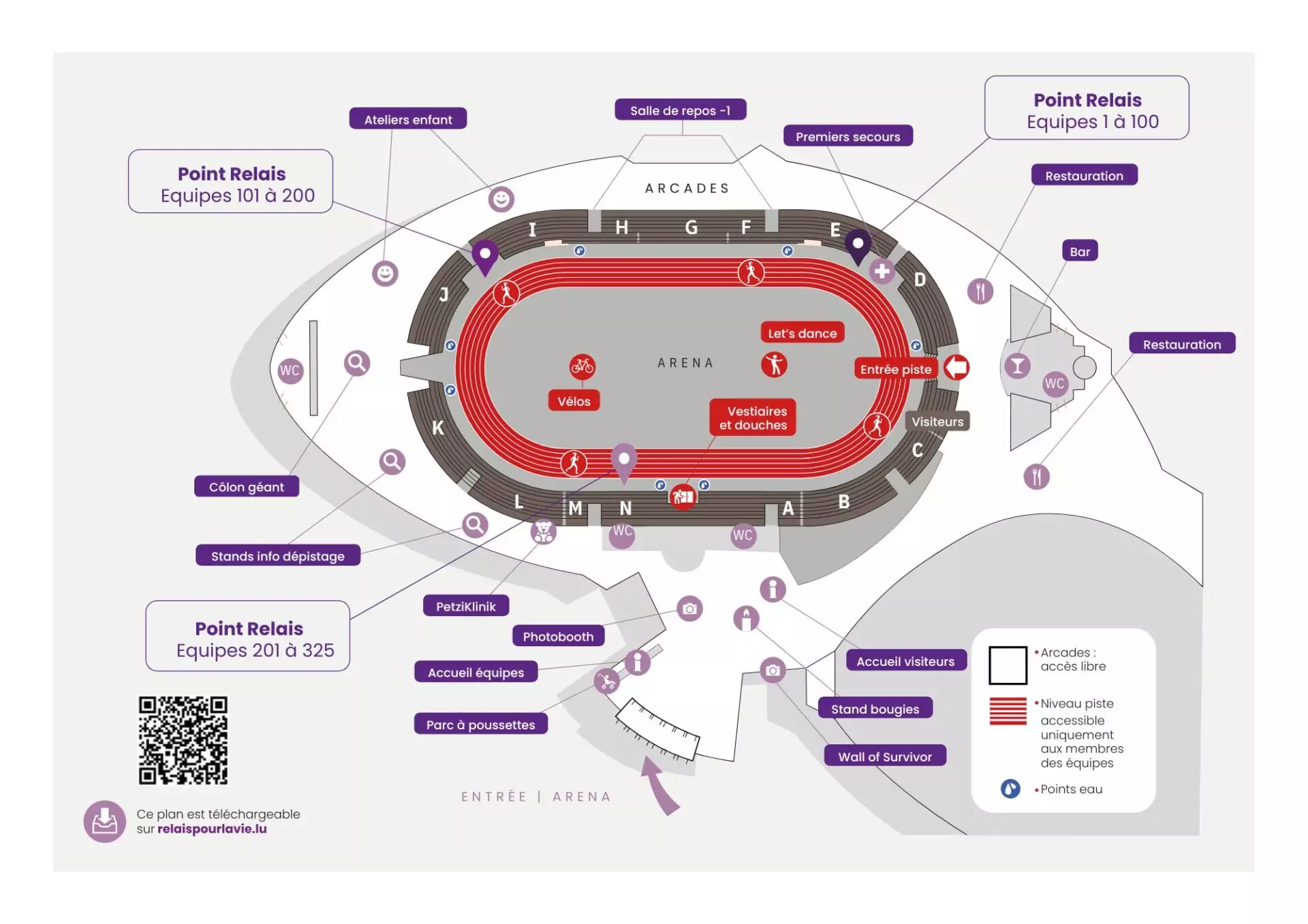 Map of Arena for Relais pour la Vie 2025