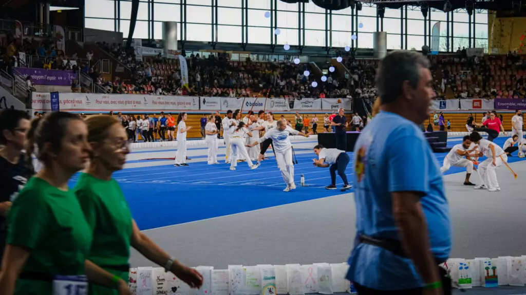 A Capoeira workshop at Relais pour la Vie 2025 Luxembourg.