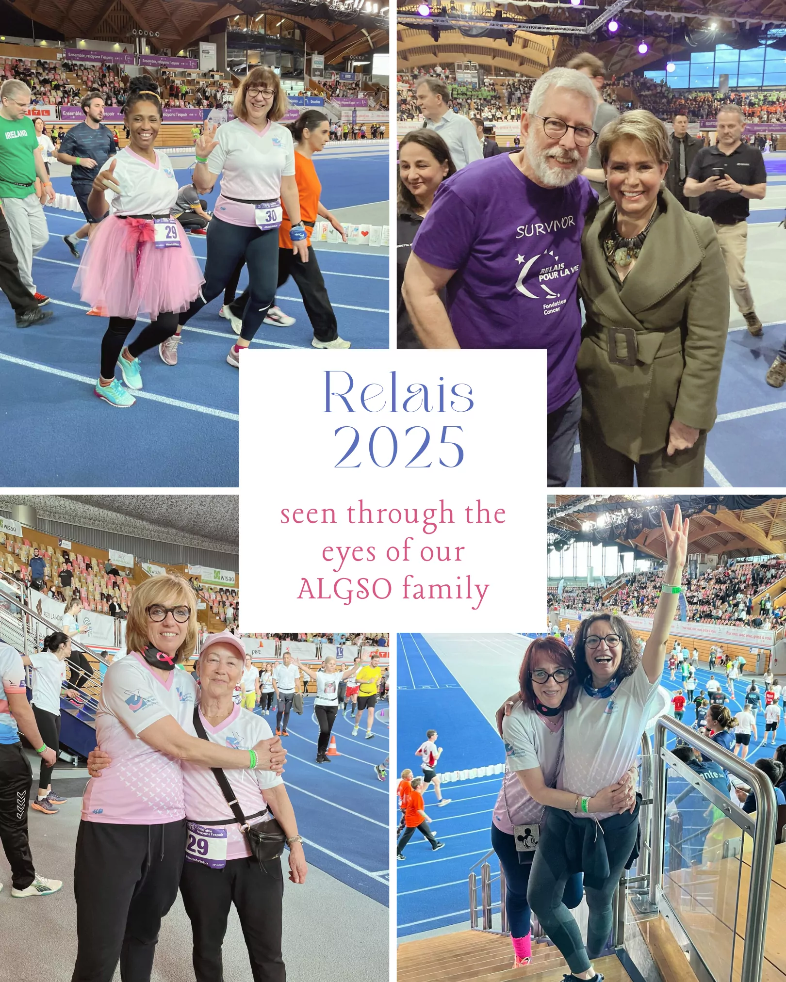 Photo collage of the snapshots taken by our ALGSO family at last year's Relais pour la Vie.